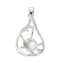 Teardrop Подвеска из латуни с платиновым покрытием в форме кабошона, Настройки крепления зубцов подвески в виде жемчужной корзины, слеза, лоток : 6.7 мм, 31x17x5.5 мм, отверстие : 4.5x3.5 мм