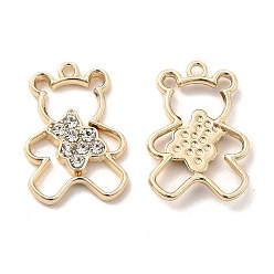 Золотой Подвески из сплава с ультрафиолетовым покрытием, с кристально горный хрусталь, нести прелести, золотые, 19x13x2.5 мм, отверстие : 1.3 мм