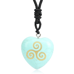 Синтетическая Бирюза Ожерелья с подвесками из синтетической бирюзы ко Дню Святого Патрика, сердце, 26.77 дюйм (68 см)