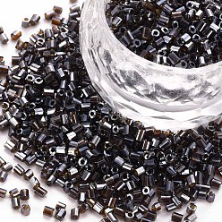Light Grey Glass Bugle Beads, Transparent Colours Luster, Light Grey, 2.5~3x2mm, Hole: 0.9mm, about 15000pcs/pound