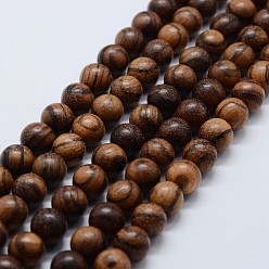 Дерево Натуральное дерево бисер нитей, круглые, 10 мм, отверстие : 2 мм, около 40 шт / нитка, 15 дюйм (38 см)