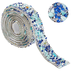 Голубой Отделка бусинами из смоляных стразов, Лента для исправления утюгом с клейкой обратной стороной, для поделок искусства, шитье, голубой, 3/4x1/4 дюйм (20.5x5 мм)
