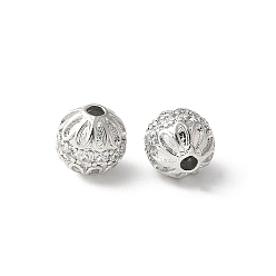 Прозрачный Латунные микро проложить кубического циркония бусы, круглые, стойки покрытие, прочное покрытие, без кадмия и без свинца, прозрачные, 7.5x8 мм, отверстие : 1.8 мм