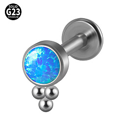 Леденец G23 титановые безрезьбовые лабреты, с имитацией опал, цвет нержавеющей стали, леденец, 6 мм, штифты : 1.2 мм