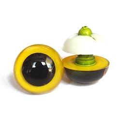 Желтый Abs пластиковые глаза куклы, Чучела игрушечных глаз, безопасные глаза, с распоркой, полукруглый, желтые, 12 мм