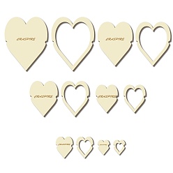 Сердце 12шт 12 стиль деревянные обручи кольца макраме для самостоятельного изготовления поделок, домашний настенный венок, сердце, 79~283x63~226x3 мм, 1 шт / стиль