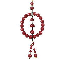 Темно-Красный 1круглые бусины из киновари для подвесок, автомобильные подвесные украшения, темно-красный, 396 мм