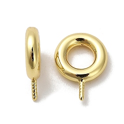 Настоящее золото 18K Стойки покрытие латунь подвесные поручительств, привязка поручительств, за половину пробурено бисера, без кадмия и без свинца, долговечный, кольцо, реальный 18 k позолоченный, 11.5x8x2 мм, отверстие : 4 мм, штифты : 0.7 мм