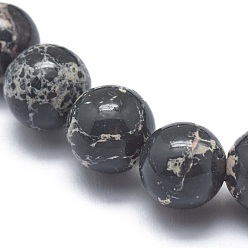 Imperial Jasper Synthetic Regalite Bead Stretch Bracelets, Round, Dyed, Black, 2-1/8 inch~2-3/8 inch(5.5~6cm), Bead: 8mm