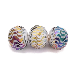 Coloré Perles en verre electroplate, rondelle avec motif de vagues, facette, colorées, 7~8x5.5~6mm, Trou: 1~1.2mm
