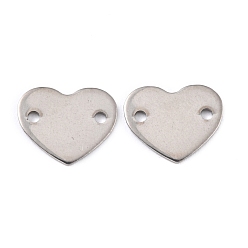 Нержавеющая Сталь Цвет Устойчивы к потускнению 201 соединители из нержавеющей стали, сердце, цвет нержавеющей стали, 10x12.5x0.8 мм, отверстие : 1.4 мм