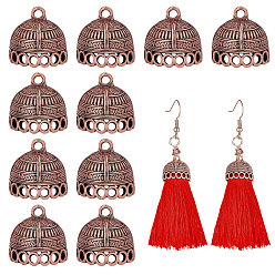 Красная Медь 10шт. подвески из сплава в тибетском стиле, кисточка крышка под залог, Красная медь, 19.5x20 мм, отверстие : 2.5 мм, внутренний диаметр: 17 мм
