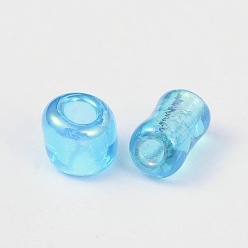 Dark Turquoise Round Glass Seed Beads, Transparent Colours Rainbow, Round, Dark Turquoise, 2mm