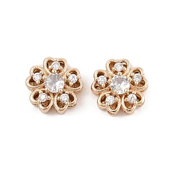 Настоящее золото 14K Стойки обшивки латунь микро проложить кубического циркония бусы, долговечный, без свинца и без кадмия, цветок, реальный 14 k позолоченный, 11x11x6 мм, отверстие : 1.6~1.8 мм
