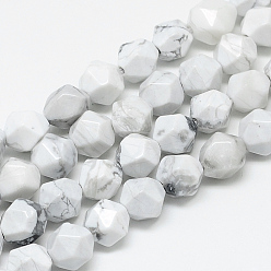 Howlite Natürliche Howlith Perlen Stränge, sternförmige runde Perlen, facettiert, 7.5~8x6.5~7 mm, Bohrung: 1.5 mm, ca. 46 Stk. / Strang, 15.5 Zoll