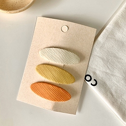 (932FM) Темно-синий аква-матовый с подкладкой Заколки для волос с тканевой защелкой, овальные, темно-золотистые, 57x20 мм, 3 шт / комплект