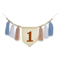 Светлый Стально-синий Богемные хлопковые плетеные баннеры с кисточками, с деревянными шариками, для декора вечеринки, светло-стальной синий, 2070 мм