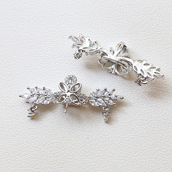 Platinum Crown Brass Pave Clear Cubic Zirconia Head Pins, for Baroque Pearl Making, Platinum, 16x40mm