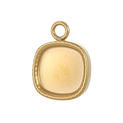 Настоящее золото 18K 304 Настройки кабошон из нержавеющей стали кулон, квадратный, чашки безель с краями, ионное покрытие (ip), реальный 18 k позолоченный, 12x9 мм