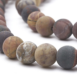 Picasso Jasper Natural Picasso Stone/Picasso Jasper Beads Strands, Frosted, Round, 8mm, Hole: 1mm, about 47pcs/strand, 15.5 inch