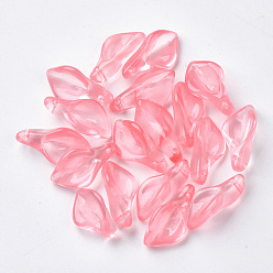 Light Coral Transparent Spray Painted Glass Pendants, Petaline, Light Coral, 20x10.5x6mm, Hole: 1.2mm