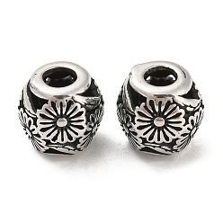 Argent Antique 316 perles chirurgicales en acier inoxydable, fleur, argent antique, 9.5x10mm, Trou: 4mm