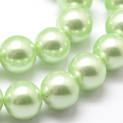 Dark Sea Green Polished Round Grade A Shell Pearl Bead Strands, Dark Sea Green, 6mm, Hole: 1mm, about 64pcs/strand, 15.7 inch