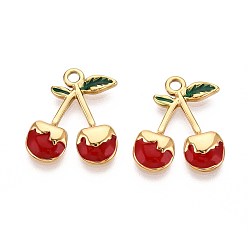 (123L) Белый крем непрозрачный блеск 304 подвески из нержавеющей стали, с эмалью, вишневое очарование, реальный 18 k позолоченный, ионное покрытие (ip), огнеупорный кирпич, 19x17x2.5 мм, отверстие : 1.8~2 мм