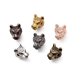 (52) Непрозрачная лаванда Сплавочные овальные бусины тибетского стиля , голова тигра, разноцветные, 11.5x10x9 мм, отверстие : 2 мм