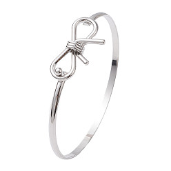 Platinum Bowknot Brass Bangles, Long-Lasting Plated, Lead Free & Cadmium Free, Platinum, Inner Diameter: 2-3/8x2 inch(6x5cm)