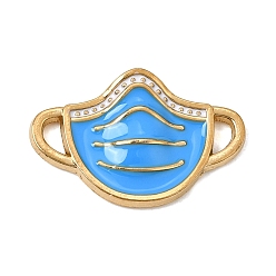 Deep Sky Blue 304 Stainless Steel Enamel Connector Charms, Medical Mask Links, Ion Plating(IP), Long-Lasting Plated, Real 18K Gold Plated, Deep Sky Blue, 15x23x3mm, Hole: 4x2mm