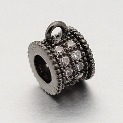 Gunmetal Brass Micro Pave Cubic Zirconia Tube Bails, Loop Bails, Clear, Lead Free, Inner Diameter: Cadmium Free, Gunmetal, 7.5x4.5x5.5mm, Hole: 0.5mm, Inner Diameter: 2.5mm