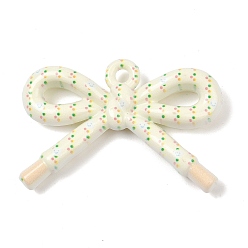 Желтый Непрозрачные печатные акриловые подвески, бантом, желтые, 34x48x9 мм, отверстие : 3.3 мм