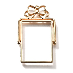 Золотой Подвесные подвески из сплава, для diy уф смолы, эпоксидная смола, без кадмия, без никеля и без свинца, прямоугольник с бантом, золотые, 48.5x31x3.5 мм, отверстие : 1.5 мм