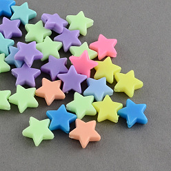 Mixed Color Opaque Acrylic Beads, Star, Mixed Color, 13x14x5mm, Hole: 1.5mm, about 1090pcs/500g