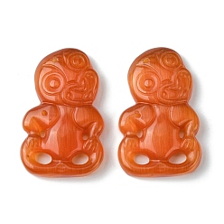 Коралловый Большие подвески из окрашенного натурального селенита, обезьяна, коралл, 50~51x31~31.5x7~9 мм, отверстие : 1.6~1.8 мм
