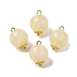 пшеница Двухцветные акриловые подвески, с медными петлями, круглые, цвет пшеницы, 16.5x12 мм, отверстие : 1.8 мм