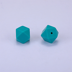 Sea Green Hexagonal Silicone Beads, Sea Green, 14x14x14mm, Hole: 3mm
