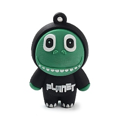 Черный Пластиковые большие подвески из пвх, динозавр, чёрные, 50x31x24 мм, отверстие : 3 мм