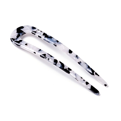 Белый Вилки для волос из ацетата целлюлозы (смола), U-образный, белые, 110x28x3 мм