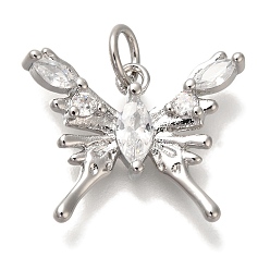 Платина Стойка металлическая латунная микропрофилированная кубическая циркония подвески, без кадмия и без свинца, долговечный, бабочка, платина, 14x18x3 мм, отверстие : 3 мм