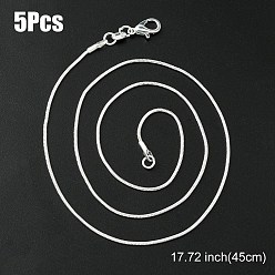 Серебро Колье из латуни, круглая цепочка в виде змеи с застежкой в виде когтей омара, для изготовления колье из бисера, серебряные, 17.72 дюйм (45 см)