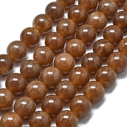 Сиена Натуральный Malaysia нефритовые бусы пряди, окрашенная и подогревом, круглые, цвет охры, 10 мм, отверстие : 1.2 мм, около 39 шт / нитка, 14.96 дюйм (38 см)