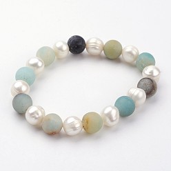 Amazonite Natürliche amazonite Perlen Stretch-Armbänder, mit Klasse A  Perlen, 2-1/8 Zoll (54 mm)