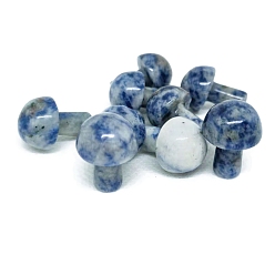 (306FM) Жонкиль матовый с лаймовой подкладкой Фигурки целебных грибов из натуральной синей пятнистой яшмы, Украшения из камня с энергией Рейки, 22 мм