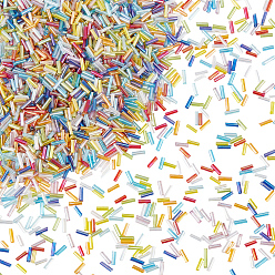 Mixed Color 3000Pcs Transparent Colours Rainbow Glass Bugle Beads, AB Color, Mixed Color, 6x1.8mm, Hole: 0.6mm
