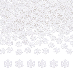 Белый 500 непрозрачные акриловые бусины, Рождественские снежинки, белые, 12x11x2 мм, отверстие : 1.2 мм