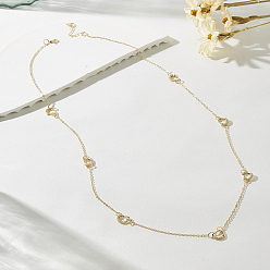 Золотой Длинное ожерелье для женщин с микропаве из железа и прозрачными кубическими циркониями в форме сердца., золотые, 32.68 дюйм (83 см)