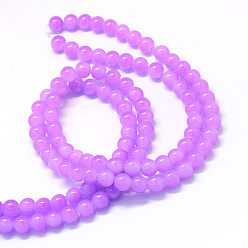 Medium Orchid Baking Painted Imitation Jade Glass Round Bead Strands, Medium Orchid, 10~10.5mm, Hole: 1.5mm, about 85pcs/strand, 31.4 inch
