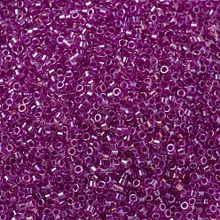 (DB1743) Хрустальный  AB с Ярко-розовой Подкладкой Бусины miyuki delica, цилиндр, японский бисер, 11/0, (дБ 1743) ярко-розовый кристалл с подкладкой, 1.3x1.6 мм, Отверстие: 0.8 мм, о 2000 шт / бутылка, 10 г / бутылка